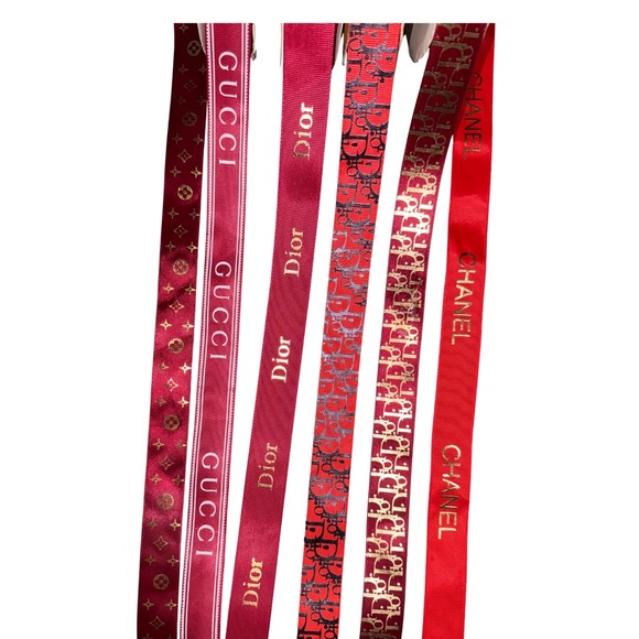 Other - 🍓 Deep Red Premium Ribbon Mix – 18 Yards (Gold Accent Designs)